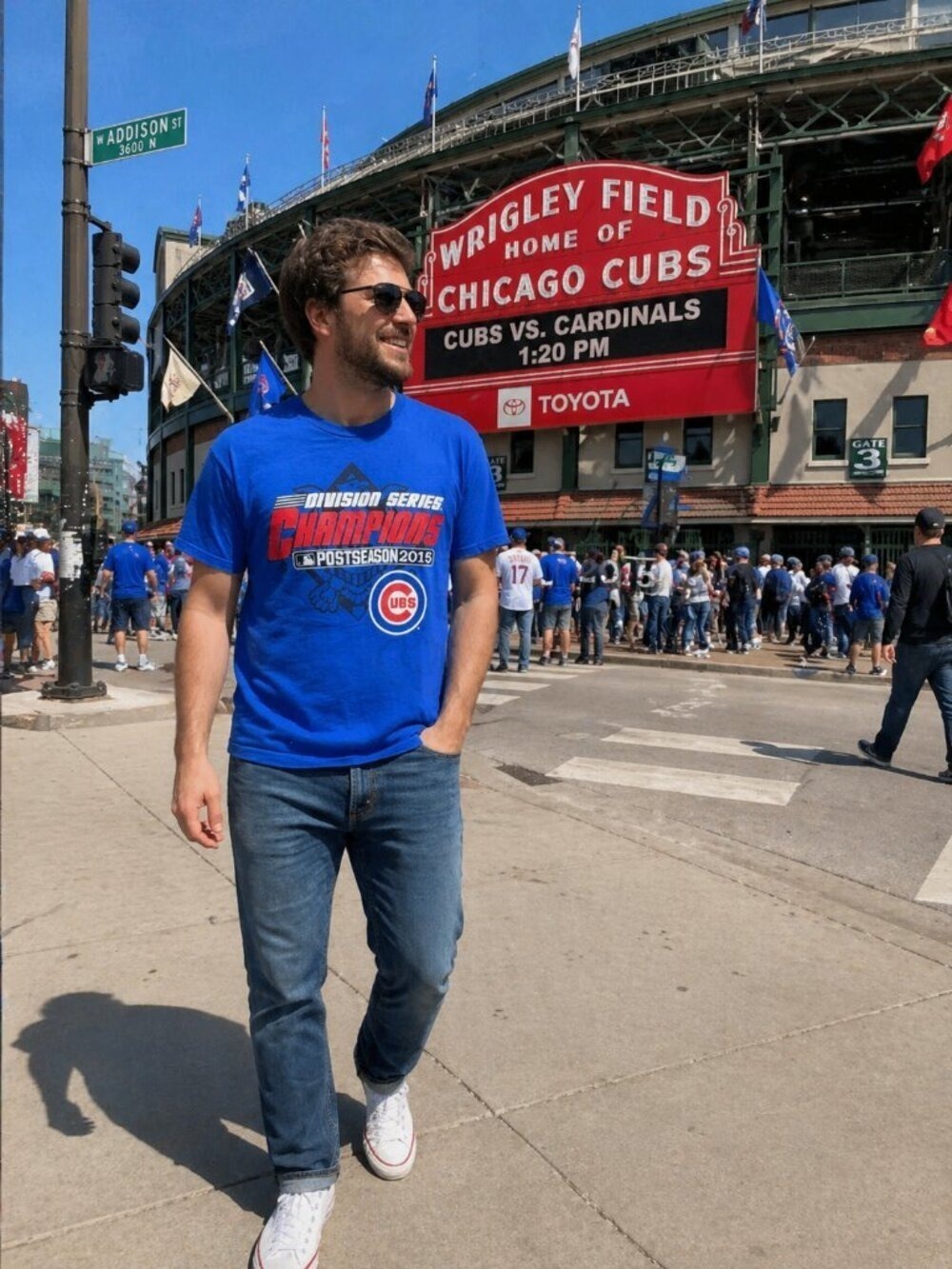 Chicago Cubs 2015 Division Series Champions T-Shirt Blue MLB Playoffs sz(L)